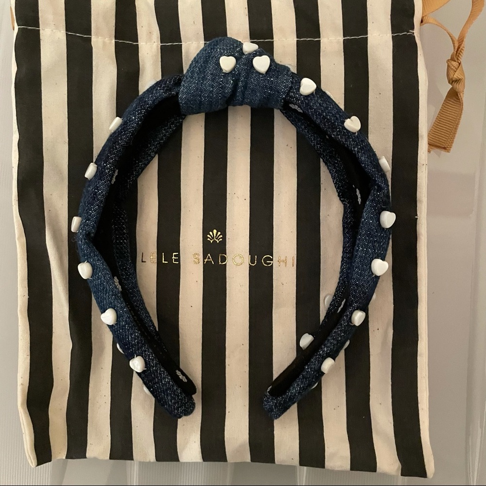 NWT Lele Sadoughi Denim Heart Studded Headband KID
